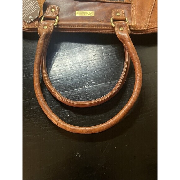 Valenchi Genuine 100% Brown Leather Large Embossed Tooled Floral Shoulder Bag - Picture 9 of 12